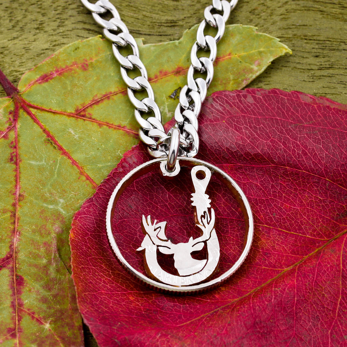 buck and doe fish hook Fish Hook with Buck Deer Necklace, Fishing and Hunting Necklace