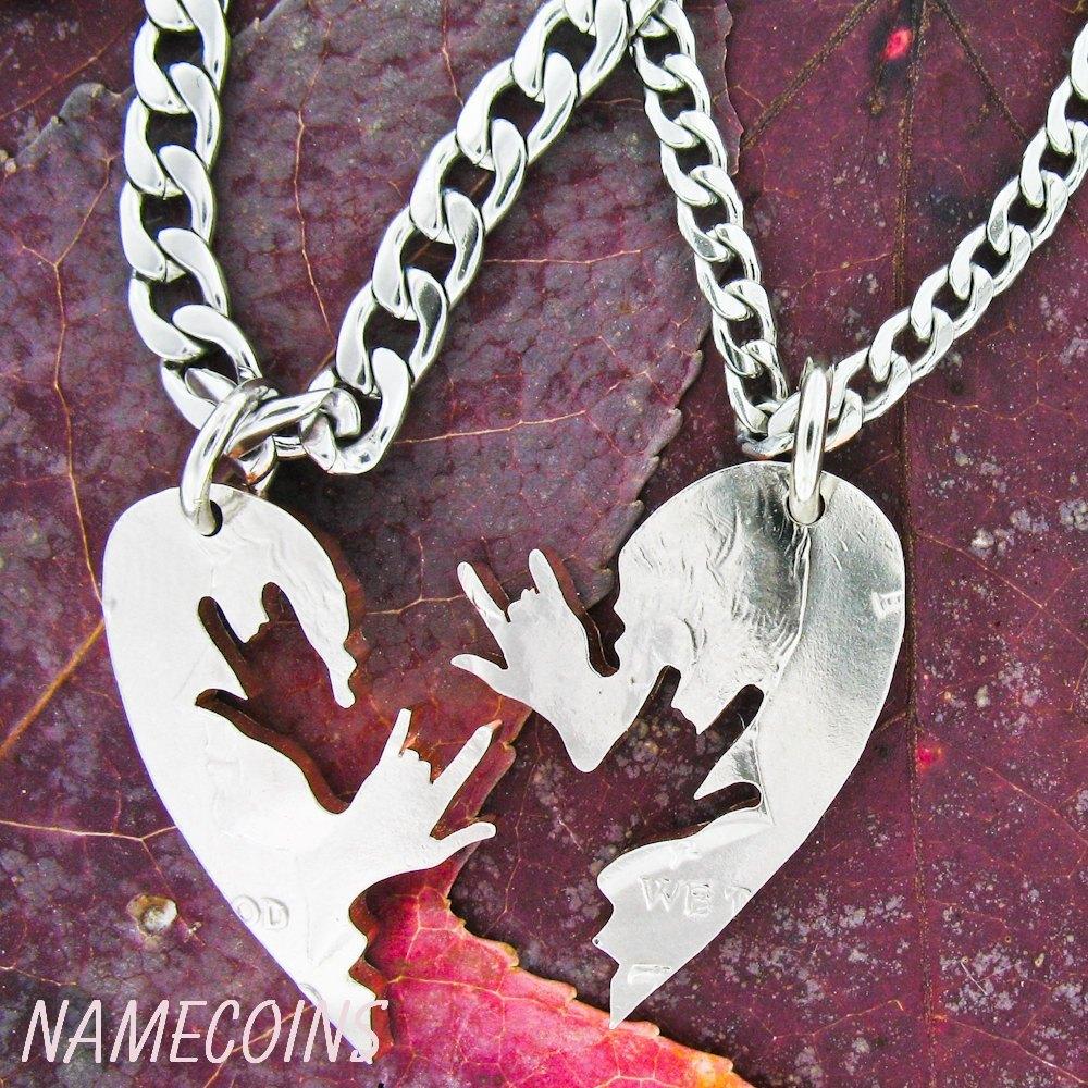 Couple heart hot sale pendant necklace