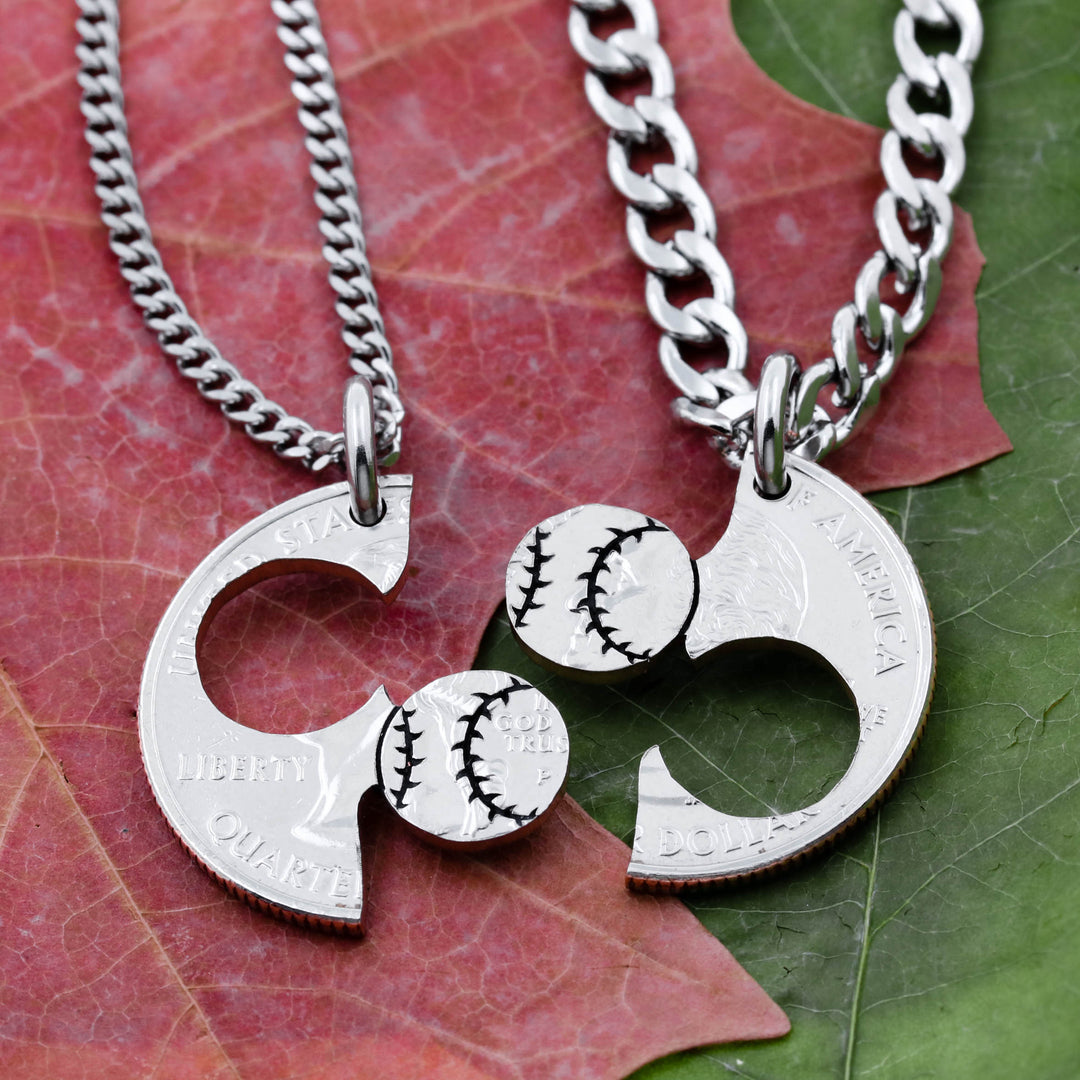 Baseball Couples and Best Friends Necklaces, Sports Jewelry