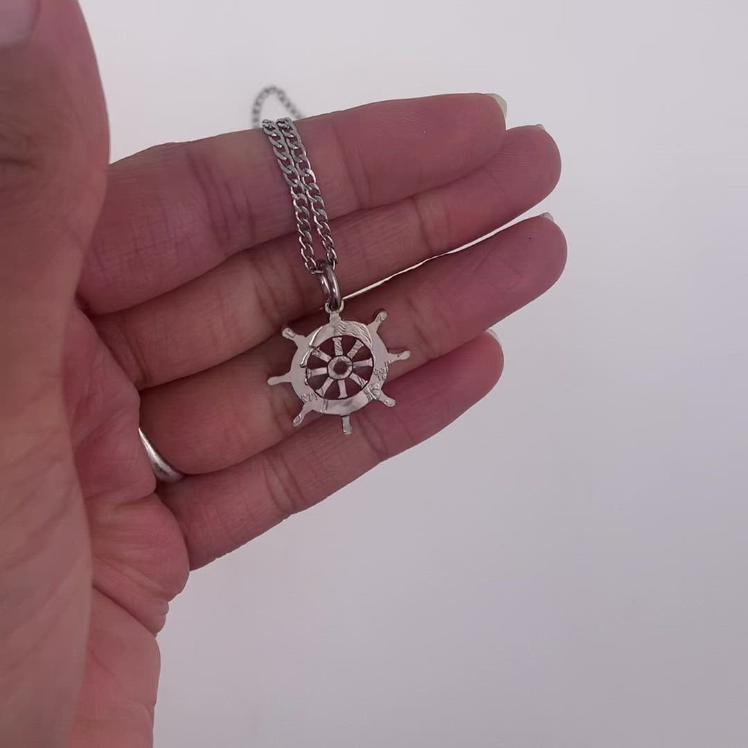 Steering Ship Wheel Necklace, Nautical Jewelry, Sailing the Seas