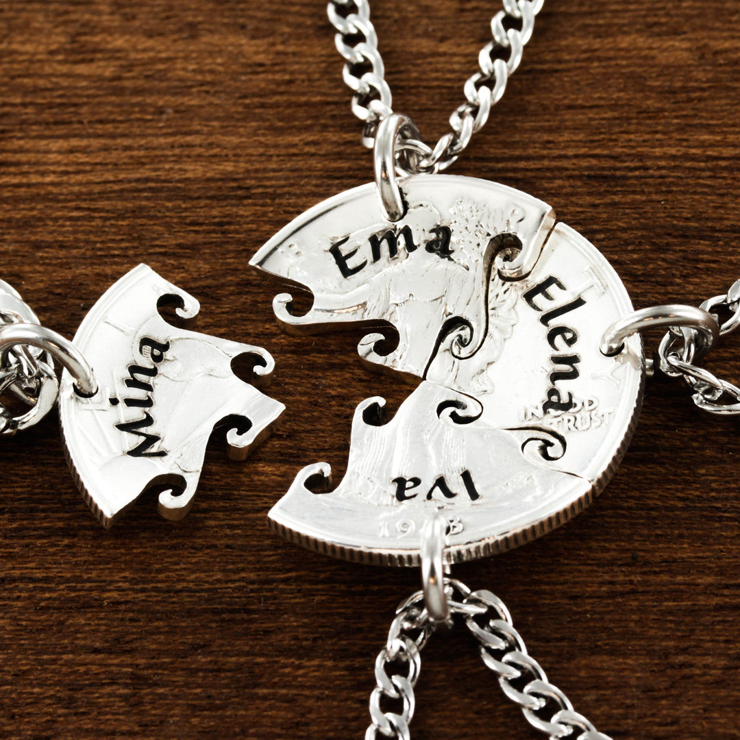 4 Best Friend Necklace Custom Name Necklaces Interlocking Puzzle Jew Namecoins