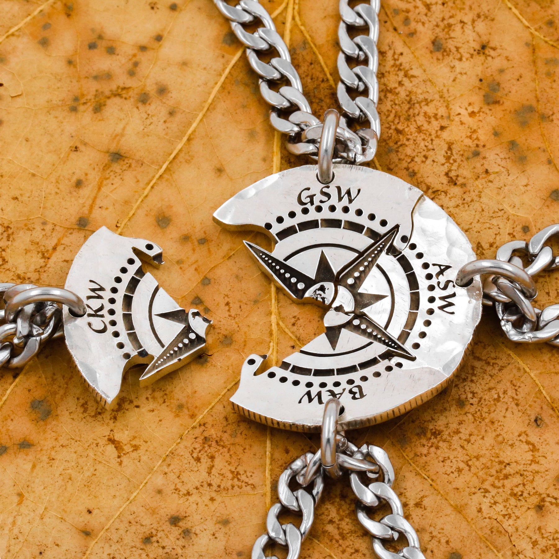 Compass Necklace Mens Personalized Pendant Necklace Custom Black