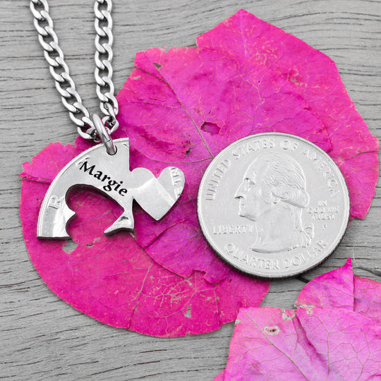 4 Piece Interlocking Hearts, Engraved Custom Names – Namecoins