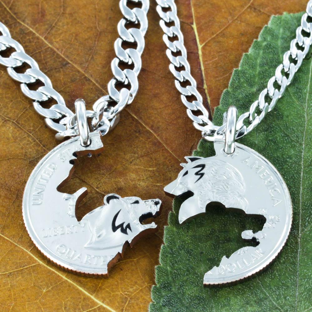 Bear and Wolf Necklace Set, BFF and Couples Necklaces – Namecoins