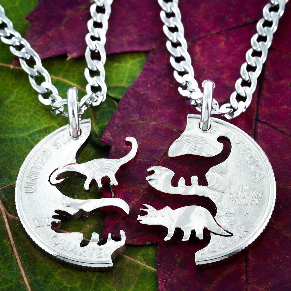 Dinosaur Relationship Necklace, Triceratops and Brontosaurus