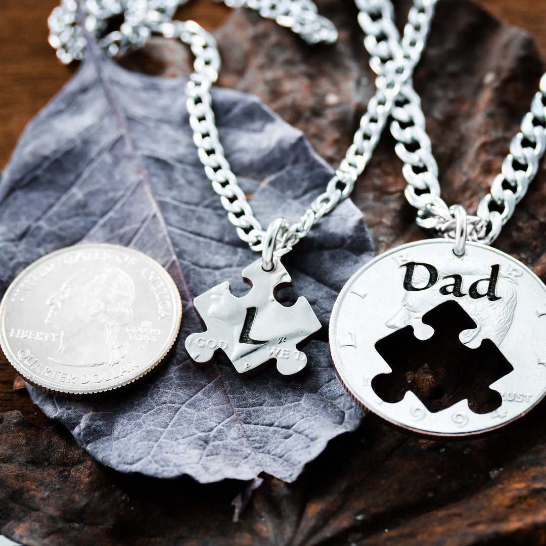 Dad Necklace, Father Son or Daughter Puzzle Set – Namecoins