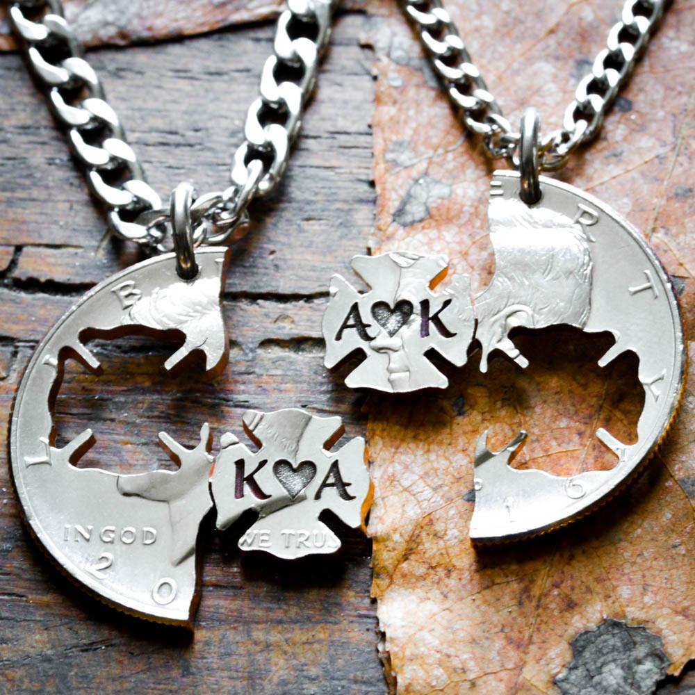 Firefighter Couples Necklaces, Engraved Initials and Heart – Namecoins