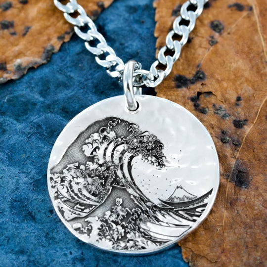 Great Wave Off Kanagawa Silver Necklace Namecoins