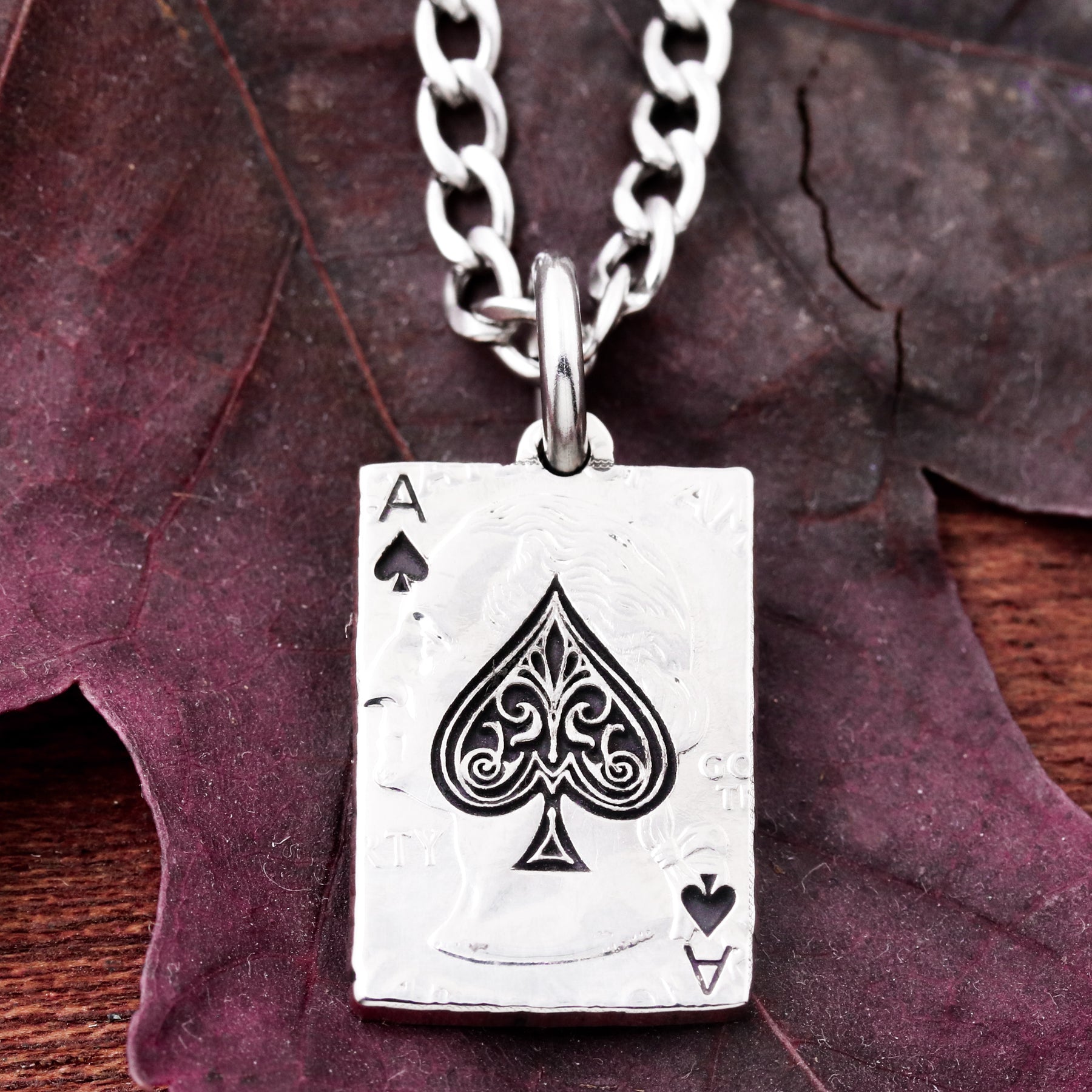 Stainless Steel Playing Card Ace Spades Pendant Necklace Men - Temu