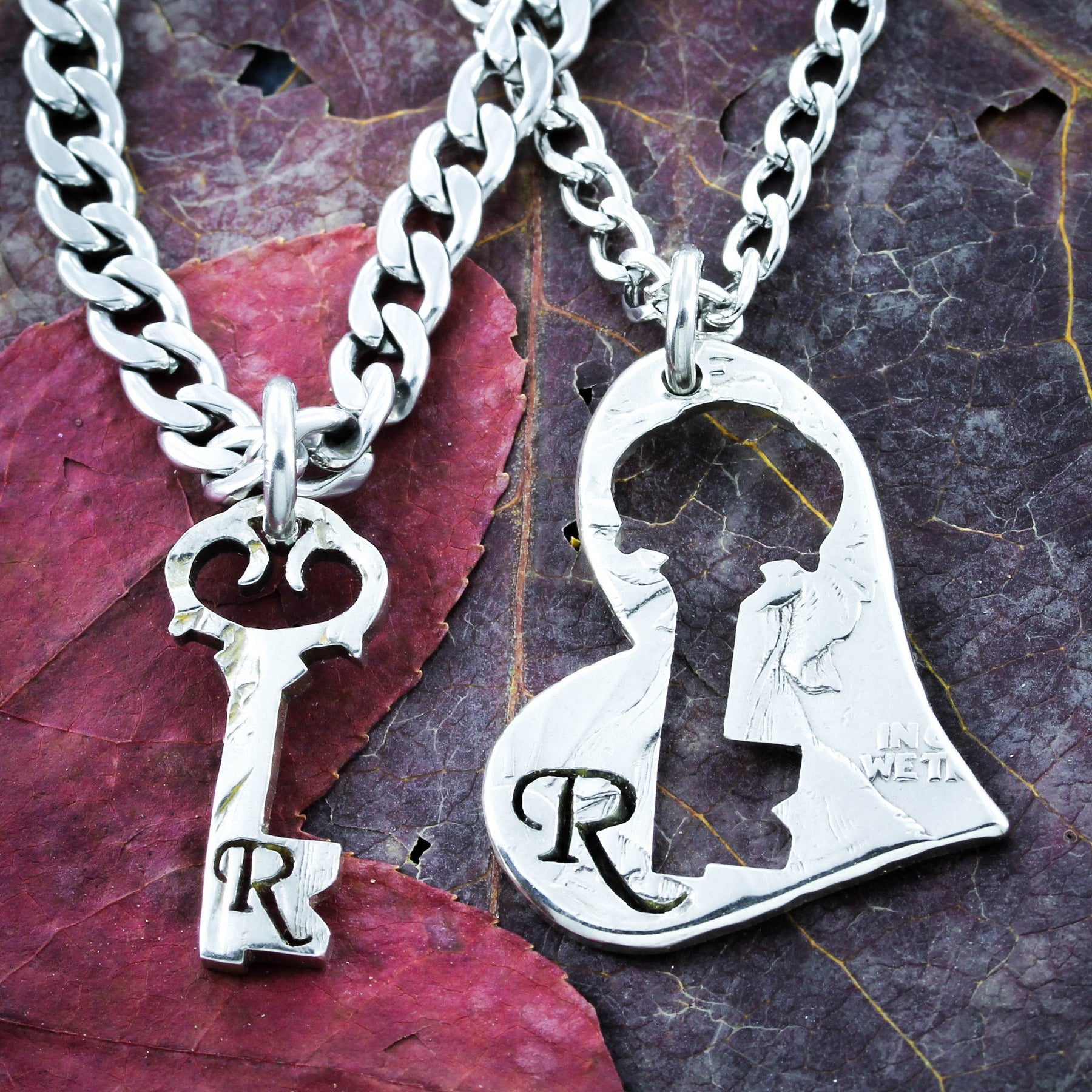 Handcrafted Silver Heart Lock and Key Pendant Necklace - Key Of Love