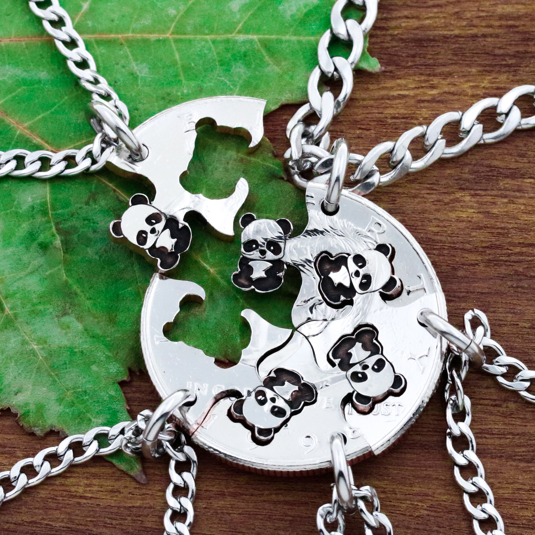 His And Her Interlocking Panda Necklaces
