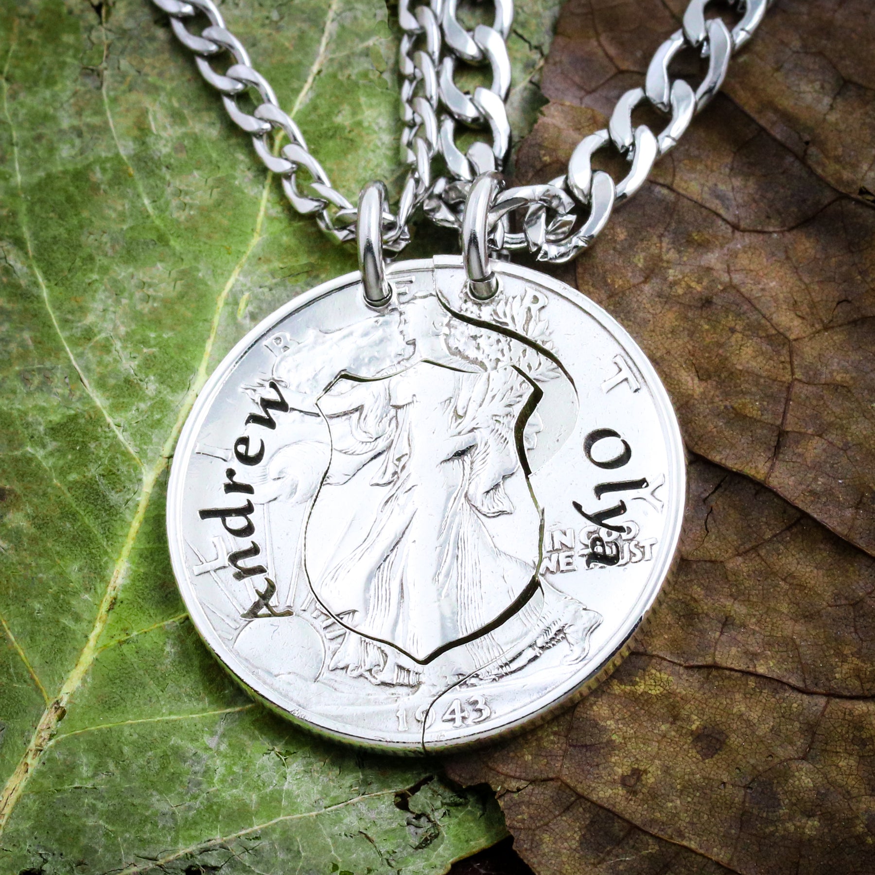 Personalized Silver Name Plate Necklace – Any Name, Any Style – 18" Figaro Chain – Made In USA