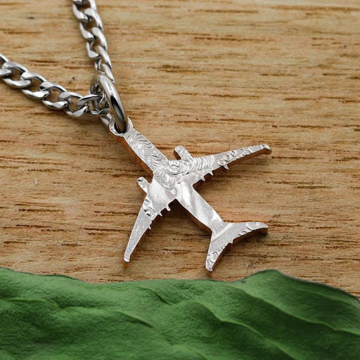 Airplane Necklace, Single Cut Out Piece from a Coin, Pilot Jewelry