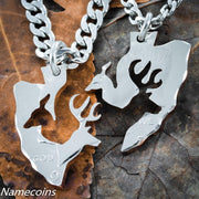 Couples Buck and Doe Arrowhead Necklace Set