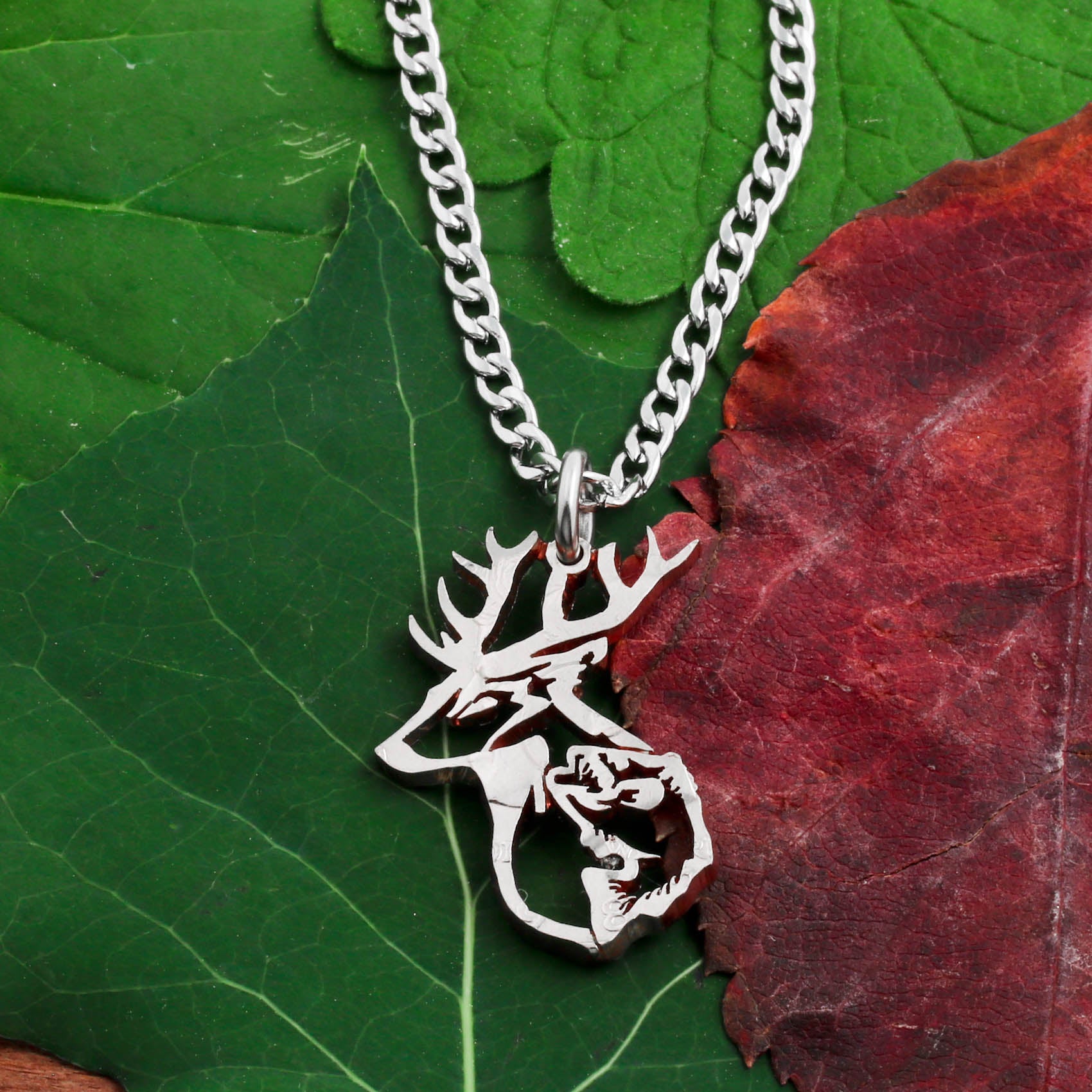 Buck and Bass Fish Necklace, Hunting Jewelry for Men