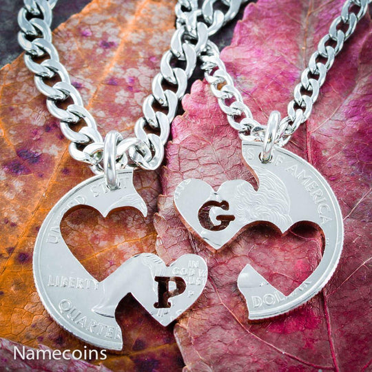 Initial Heart Necklace I Carry Your Heart Jewelry Interlocking Relationship Set
