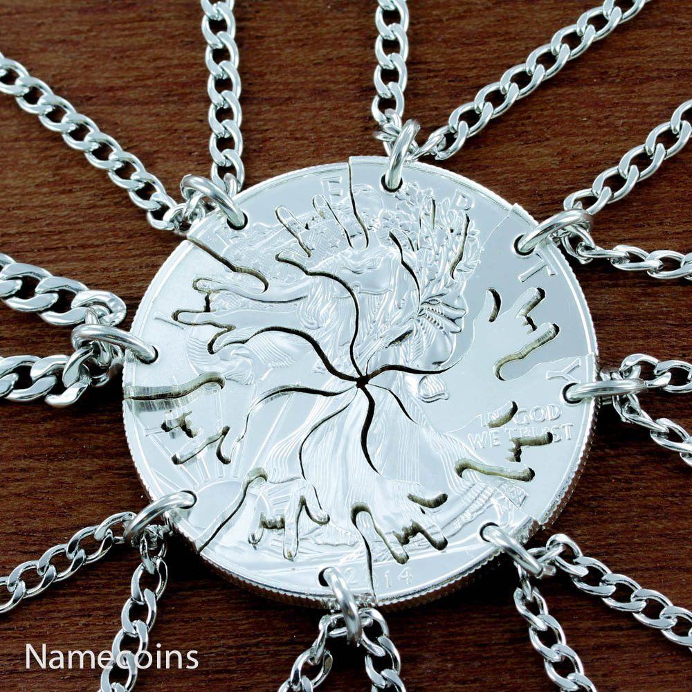 8 Silver ASL Hands Love Necklaces Family Puzzle Necklaces Namecoins