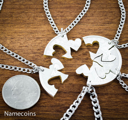 Our Hearts Together, 5 Piece Friends and Family Necklace – Namecoins