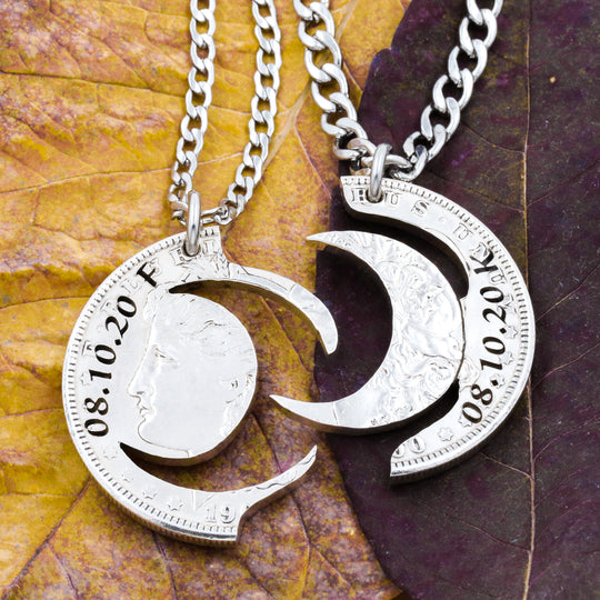 Moon Necklaces with Custom Engraved Dates and Initials – Namecoins