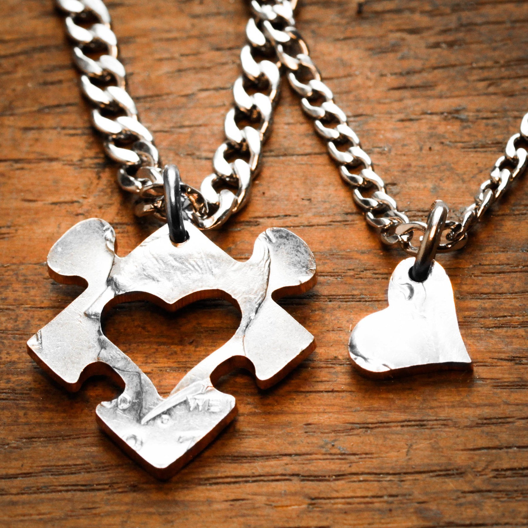 Half Heart Necklaces- Silver Couple Necklaces Set