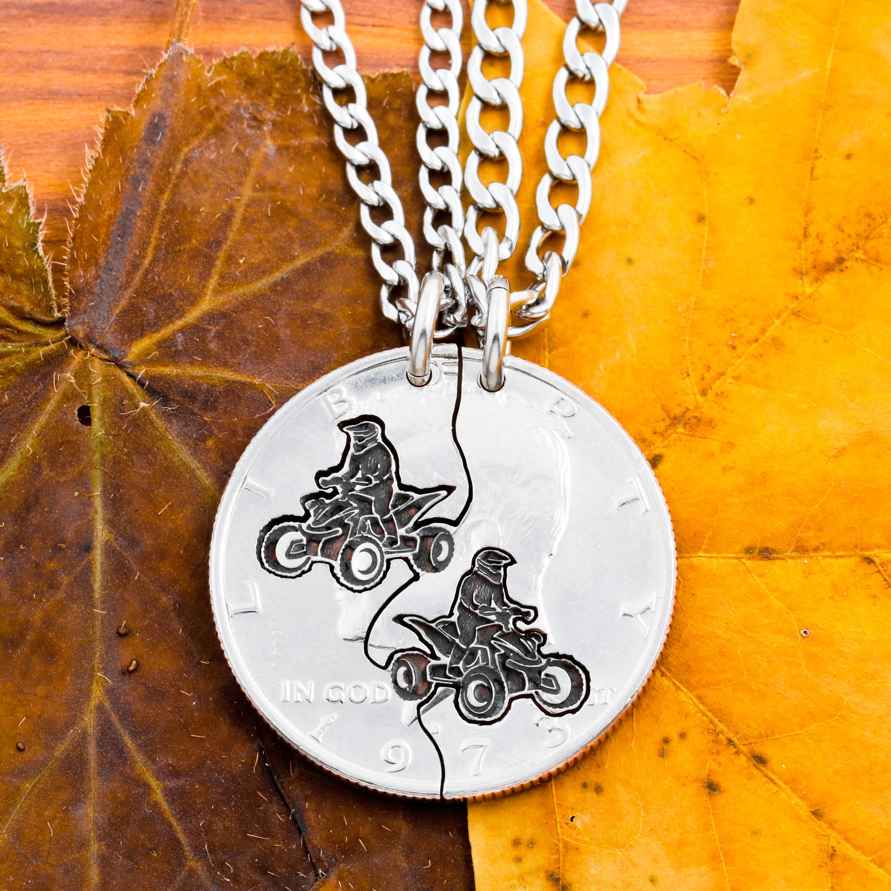 Motocross Dirt Bike Necklaces, Extreme Couples or Best Friends Gifts, Guys  Jewelry, Interlocking Relationship Set, Hand Cut Coin - Etsy