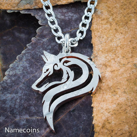 Lone Wolf Wolf Coin Necklace Lone Wolf Necklace, Hand Cut Single