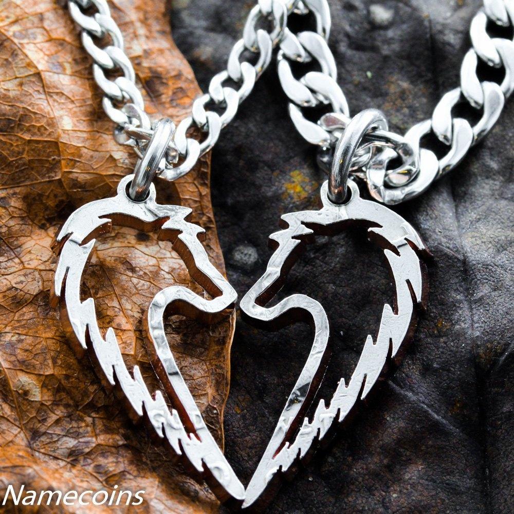 Matching wolf necklaces on sale